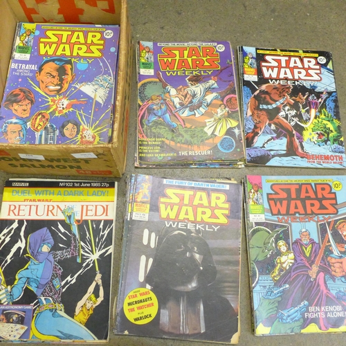 766 - Thirty Star Wars weekly comics and other books and publications