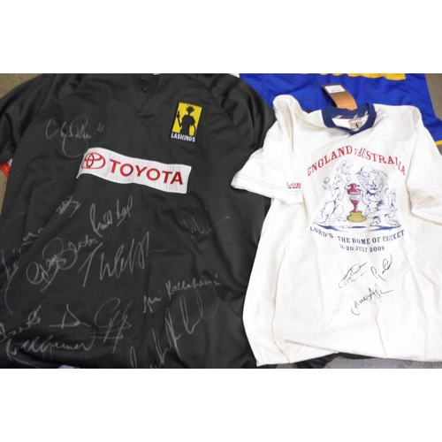 776 - Eight sports shirts, Cricket, Rugby Union and League and a sports award night signed polo shirt