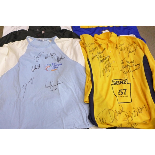 776 - Eight sports shirts, Cricket, Rugby Union and League and a sports award night signed polo shirt