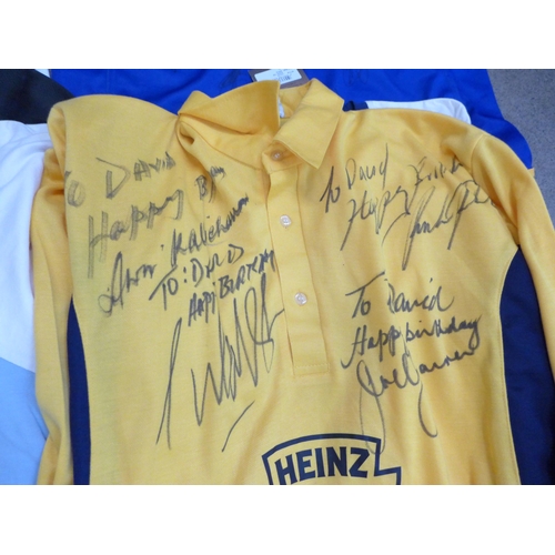 776 - Eight sports shirts, Cricket, Rugby Union and League and a sports award night signed polo shirt