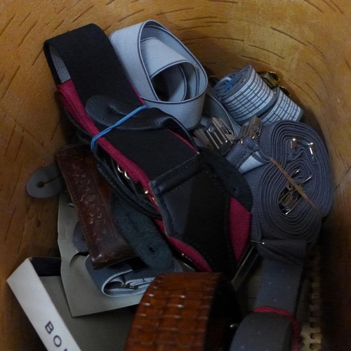 782 - Gentleman's gloves, waistcoat, domed clock, books, pens including Sheaffer fountain pen, belts, etc.