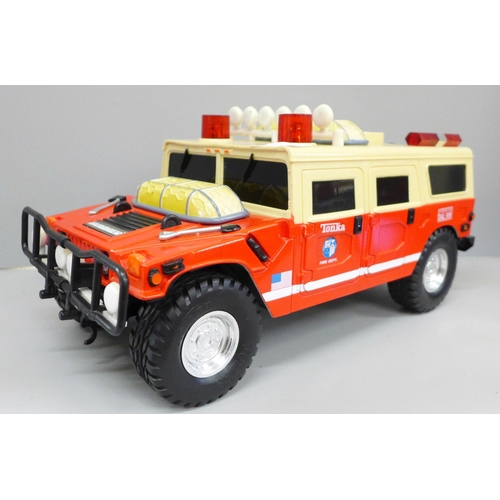 785 - A Tonka Hummer Emergency vehicle, working lights, siren, winch