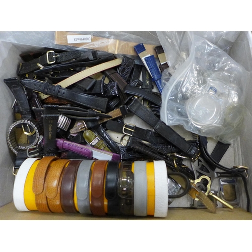 794 - Watch straps, watch cases, platform escapments, clock keys, etc.