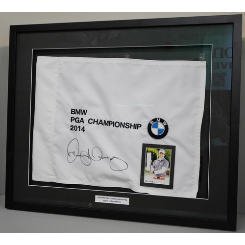 810 - Rory McIlroy; a 2014 BMW PGA Championship pin flag, signed, with letter of authenticity