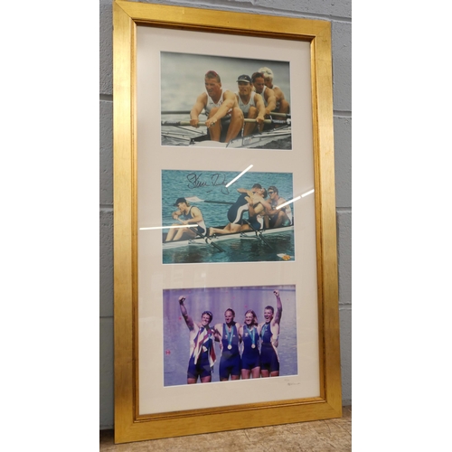 811 - Steven Redgrave; a photograph display of Olympic gold medalist Steven Redgrave, with crew, signed in... 