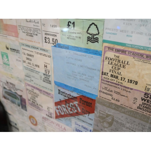 828 - Nottingham Forest; a collection of ticket stubs in two frames, two books, With Clough by Taylor and ... 