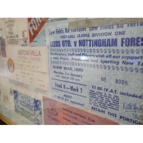 828 - Nottingham Forest; a collection of ticket stubs in two frames, two books, With Clough by Taylor and ... 