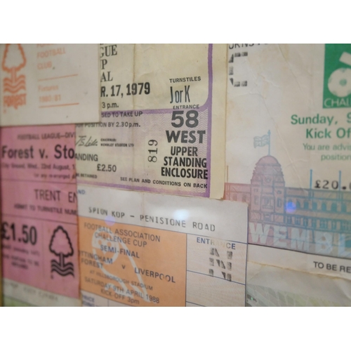 828 - Nottingham Forest; a collection of ticket stubs in two frames, two books, With Clough by Taylor and ... 