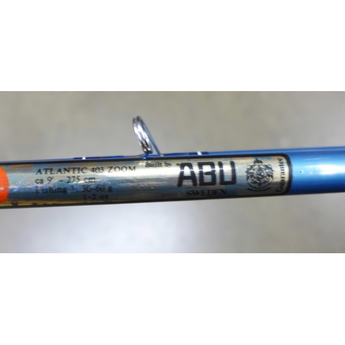 833 - An Abu 2-piece fishing rod, (blue)