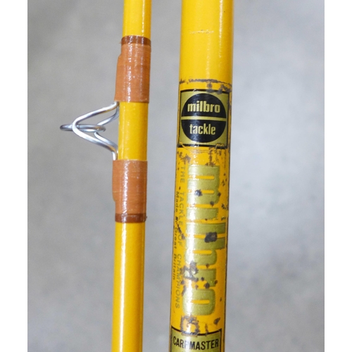 834 - A Milbro Carpmaster F29/1 fishing rod, (yellow)