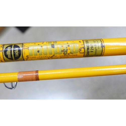 834 - A Milbro Carpmaster F29/1 fishing rod, (yellow)