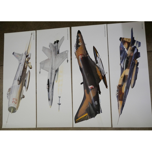 836 - A folder containing a quantity of 55 large military aircraft prints