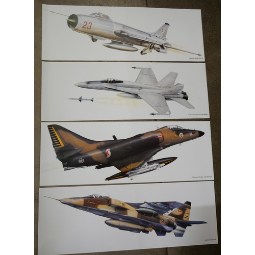 836 - A folder containing a quantity of 55 large military aircraft prints