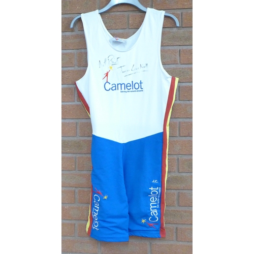 839 - Rowing; rowing suit, signed by Olympic Gold medalists Matthew Pinsent and James Cracknell, no CoA