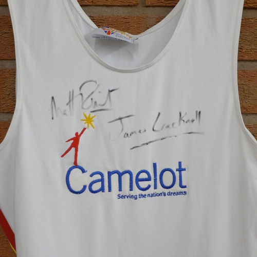 839 - Rowing; rowing suit, signed by Olympic Gold medalists Matthew Pinsent and James Cracknell, no CoA