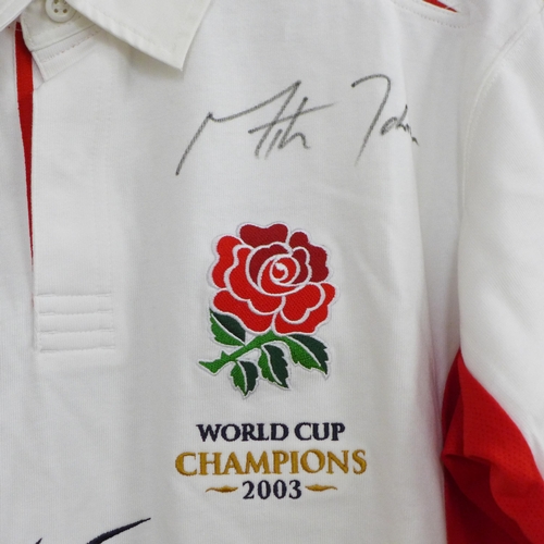 844 - Martin Johnson; a signed England Rugby World Cup Winners 2003 shirt, no CoA