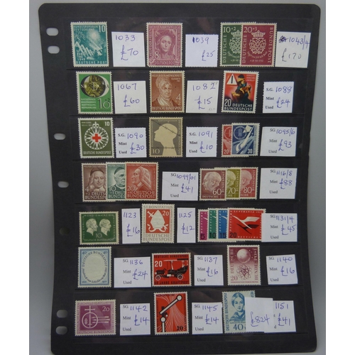 846 - Stamps; stocksheet of German post-war mint stamps, (with a catalogue value of over £800)