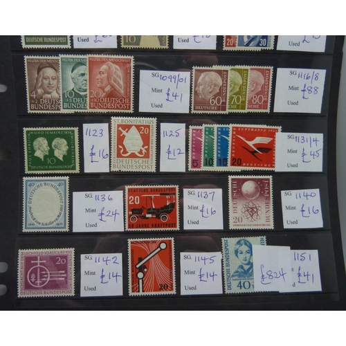 846 - Stamps; stocksheet of German post-war mint stamps, (with a catalogue value of over £800)