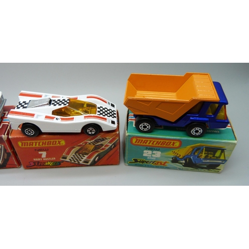 847 - Seven Matchbox 75 die-cast vehicles;  No39 Rola-Matics Clipper, No30 Swamp Rat, No33 Datsun 126X, No... 