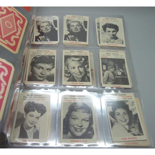 855 - Movie stars, Maple Leaf Gum 1953 and 1954, Monty Gum 1958 and Italian Kodak 1960s, various series of... 