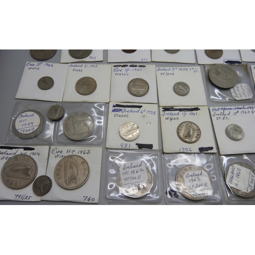 858 - A collection of coins, early 19th century and later, including 1811 Bank Token, Guernsey, Ireland, e... 