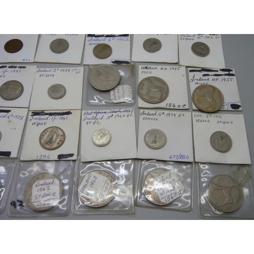 858 - A collection of coins, early 19th century and later, including 1811 Bank Token, Guernsey, Ireland, e... 