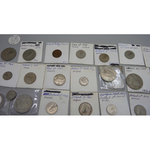 858 - A collection of coins, early 19th century and later, including 1811 Bank Token, Guernsey, Ireland, e... 