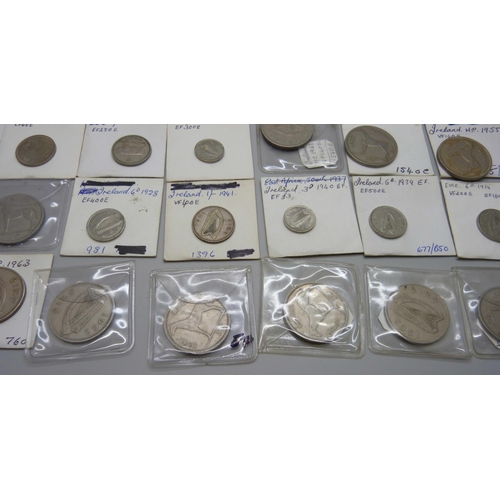 858 - A collection of coins, early 19th century and later, including 1811 Bank Token, Guernsey, Ireland, e... 