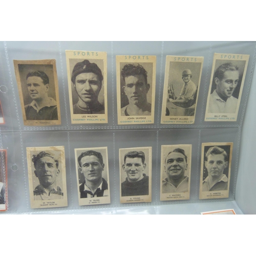 859 - Collectors cards; football cigarette cards, Phillips Tobacco footballers, BDV 1930 and Sport 1950 ty... 