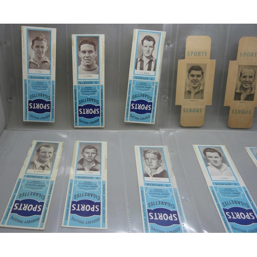 861 - Uncut football tobacco packets and sliders from boxes of Phillips cigarettes, footballers, both BDV ... 