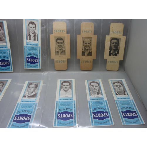 861 - Uncut football tobacco packets and sliders from boxes of Phillips cigarettes, footballers, both BDV ... 