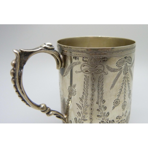 873 - A silver christening mug, with inscription dated 1901, 88.3g