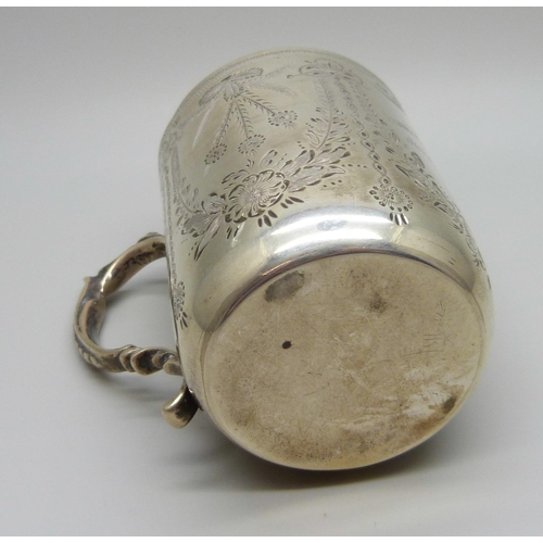 873 - A silver christening mug, with inscription dated 1901, 88.3g