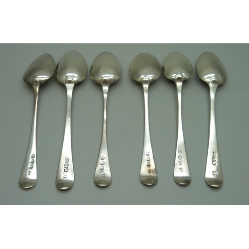 881 - Six Georgian silver spoons, 90.7g