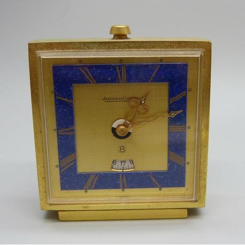 890 - A 1950s Jaeger-LeCoultre bedside clock, boxed and with original guarantee