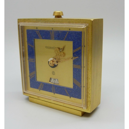 890 - A 1950s Jaeger-LeCoultre bedside clock, boxed and with original guarantee