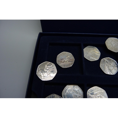 891 - A set of lead up to the 2012 Olympics 2011 50p coins, 29 coins