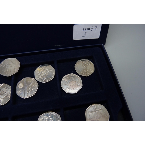 891 - A set of lead up to the 2012 Olympics 2011 50p coins, 29 coins