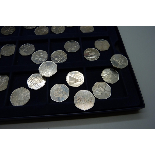 891 - A set of lead up to the 2012 Olympics 2011 50p coins, 29 coins