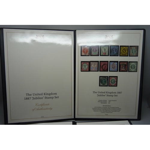 892 - Stamps; Queen Victoria used stamp collection and The UK 1887 Jubilee stamp set, with certificates