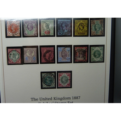 892 - Stamps; Queen Victoria used stamp collection and The UK 1887 Jubilee stamp set, with certificates