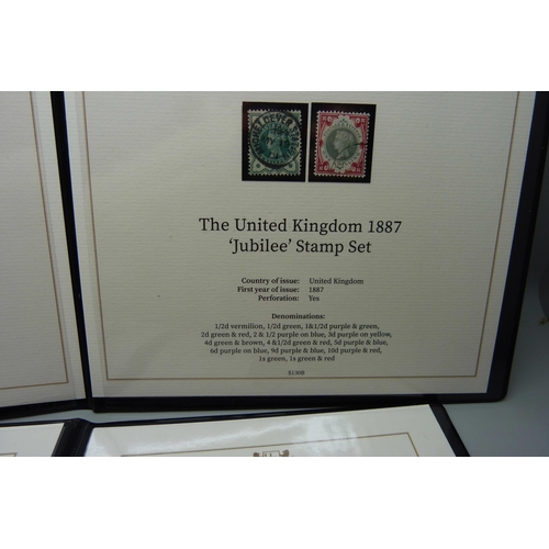 892 - Stamps; Queen Victoria used stamp collection and The UK 1887 Jubilee stamp set, with certificates