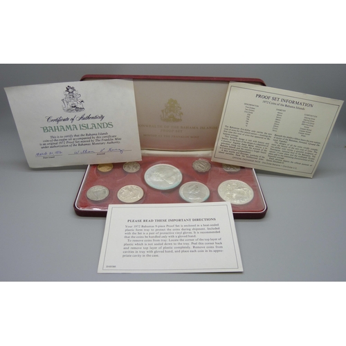 897 - A 1972 Commonwealth of The Bahama Islands Proof Set, Franklin Mint, (four silver coins, 2x Sterling ... 