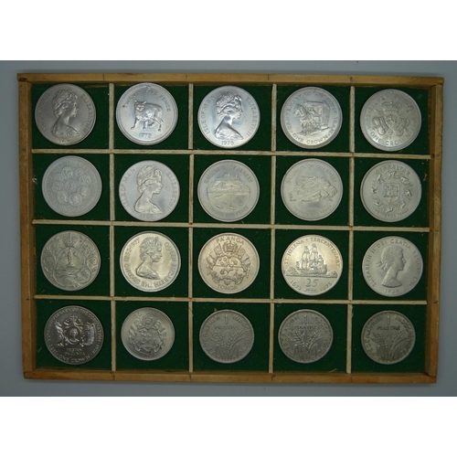 901 - A collection of uncirculated British Territories commemorative coins, (high grade), also three 1947 ... 