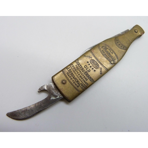 907 - A vintage advertising bottle opener/knife, 'Old Chateau Brandy', Sedgwick & Co., Cape Town