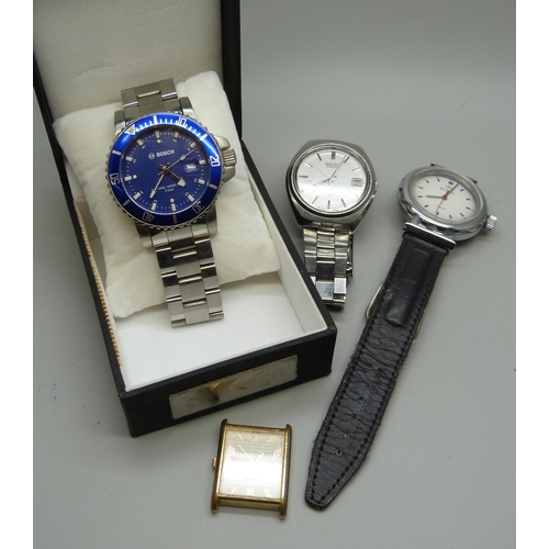 942 - Four wristwatches including Seiko automatic and Bosch