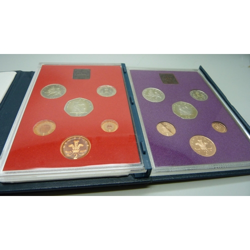 944 - The Royal Mint proof coin sets, 1980, 1981, 1982, 1983, 1984, 1986, 1987 and 1988