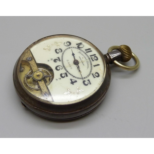 981 - A silver cased Hebdomas 8-Days top-wind pocket watch