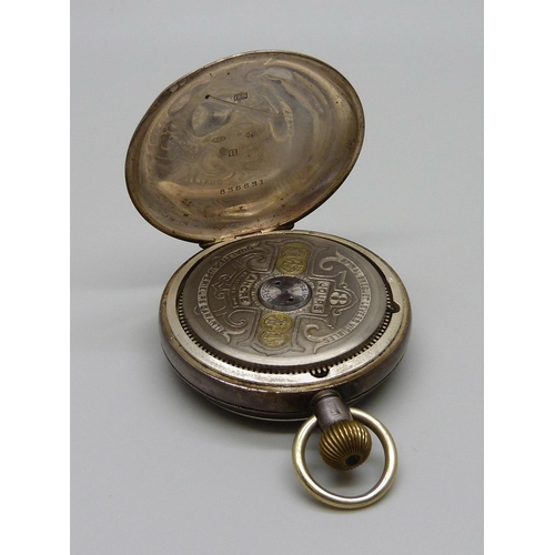 981 - A silver cased Hebdomas 8-Days top-wind pocket watch