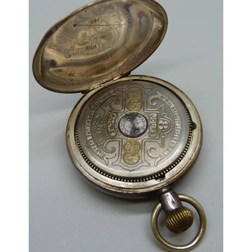 981 - A silver cased Hebdomas 8-Days top-wind pocket watch